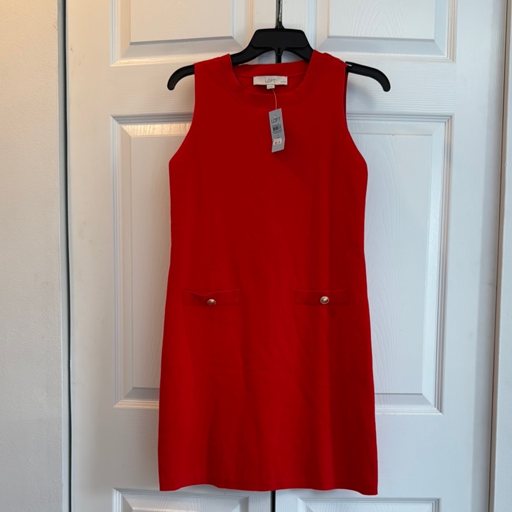LOFT Red/orange Sleeveless Sheath Dress